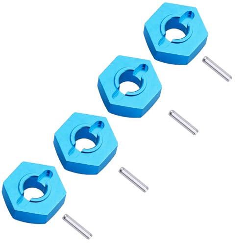 Hobbypark Aluminum Wheel Hex Hubs 12mm Drive Adapter with Pins 2x10 mm for RC Car Upgrade Replacement Parts (Pack of 4) - Image 1