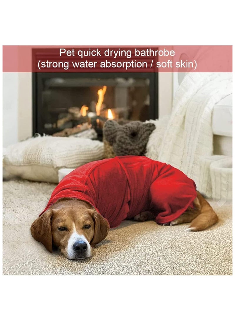 عام سترة تجفيف الكلاب، حمام كلب أحمر، منشفة، رداء كلب فائق الامتصاص، رداء منشفة سريع التجفيف، منشفة ناعمة من ميكرو فايبر، قابلة للتعديل، مناسب للحيوانات الأليفة - Image 4