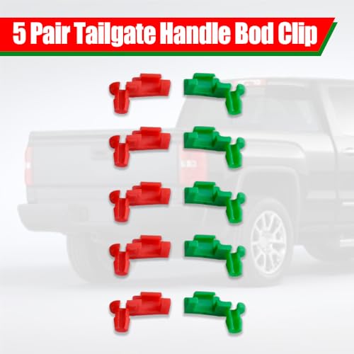 Kutyun 5 Pair Tailgate Handle Rod Clip, Left and Right Handle Rod Door Lock Clip Compatible with Chevy Silverado GMC Sierra 88981031 88981030 - Image 2