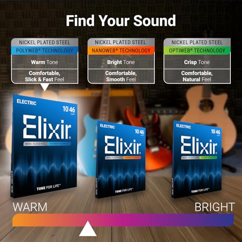 Elixir Strings, Electric Guitar Strings, Nickel Plated Steel with POLYWEB Coating, Longest-Lasting Warm Tone with Comfortable Feel, 6 String Set, Medium 11-49 - Image 3