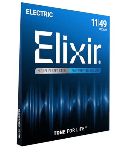 Elixir Strings, Electric Guitar Strings, Nickel Plated Steel with POLYWEB Coating, Longest-Lasting Warm Tone with Comfortable Feel, 6 String Set, Medium 11-49 - Image 1