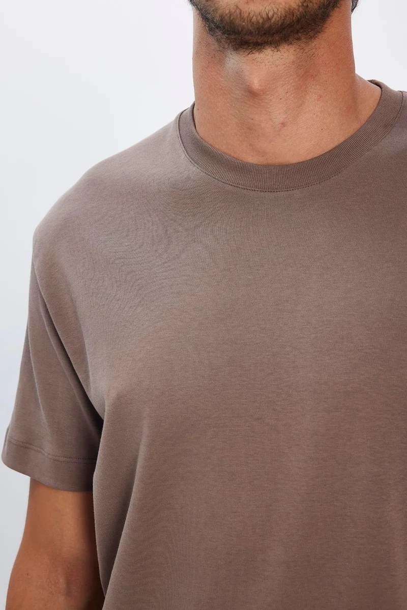 Tudors Unisex Relax Fit Comfortable Cut 100% Cotton Soft Texture Basic Brown Crew Neck T-Shirt