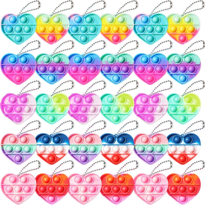 Asoulin 30PCS Heart Pop Fidget Keychain Easter Gifts Party Favors for Kids 48 812 Easter Egg Fillers Goodie Bag Stuffer Classroom Treasure Box Toy Carnival Prizes Pinata Birthday Return Gifts for Boys Girls - Image 3