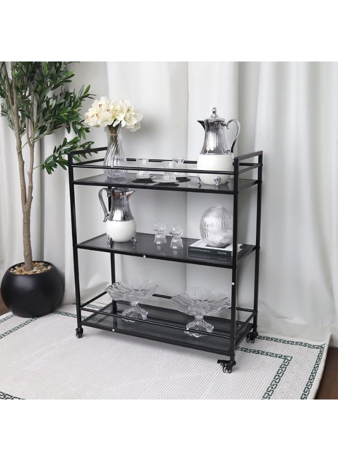 الهدايا مول  عربية تقديم ضيافة فاخرة 3 دور 80x34x90 سم _ أسود - Image 3