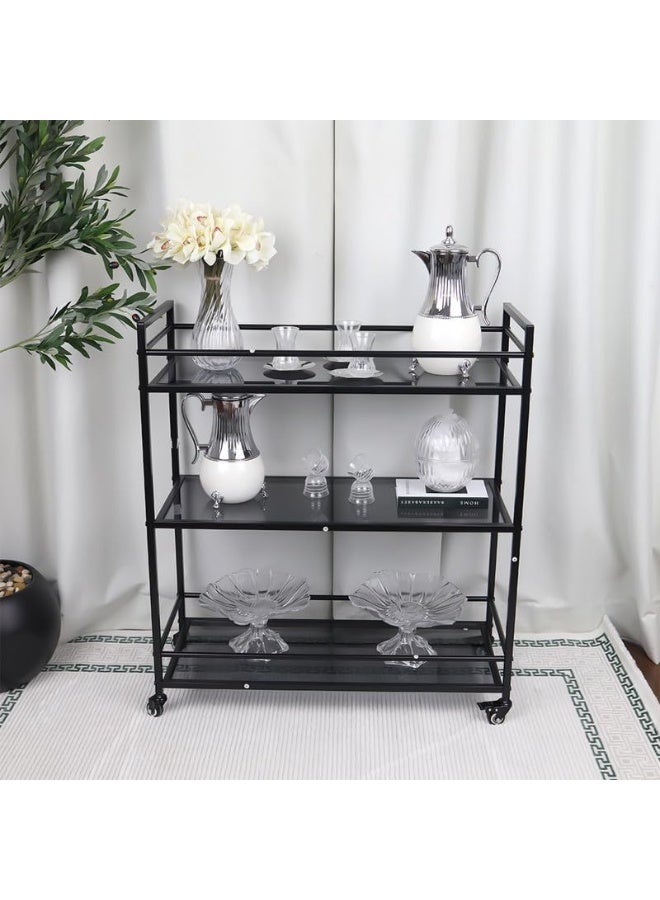 الهدايا مول  عربية تقديم ضيافة فاخرة 3 دور 80x34x90 سم _ أسود - Image 4