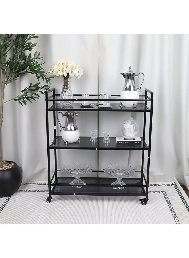 الهدايا مول  عربية تقديم ضيافة فاخرة 3 دور 80x34x90 سم _ أسود - Image 2