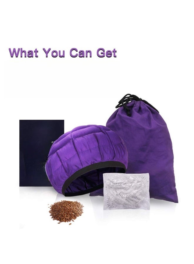 Deep Conditioning Heat Cap Cordless Cotton Flaxseed Seed Interior Microwave Steam Hot Cap for Deep Conditioning Curly Hair, Drying, Styling(Color:Purple)  - Image 4
