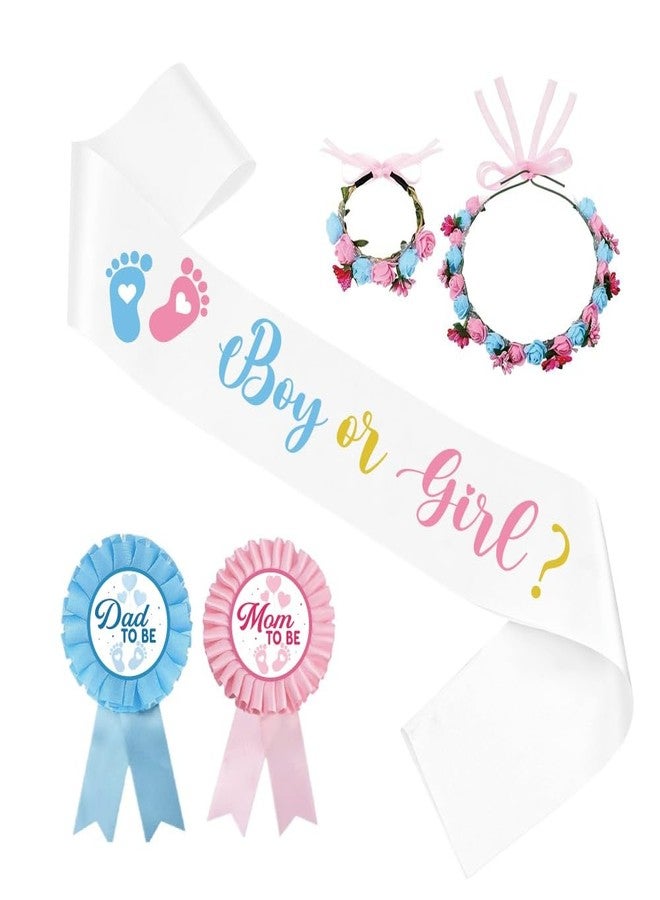 PATICARRY Boy or Girl Theme Mom to Be Sash and Headband Baby Shower Decorations,Welcome Baby, Gender Reveal Decorations, New Mom Gifts for Baby Celebration - Image 1