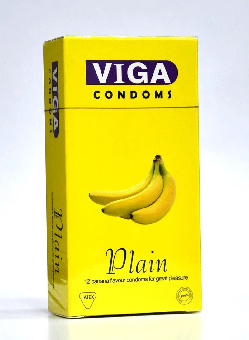 Pack Of 12 Banana Flavour Plain Condoms