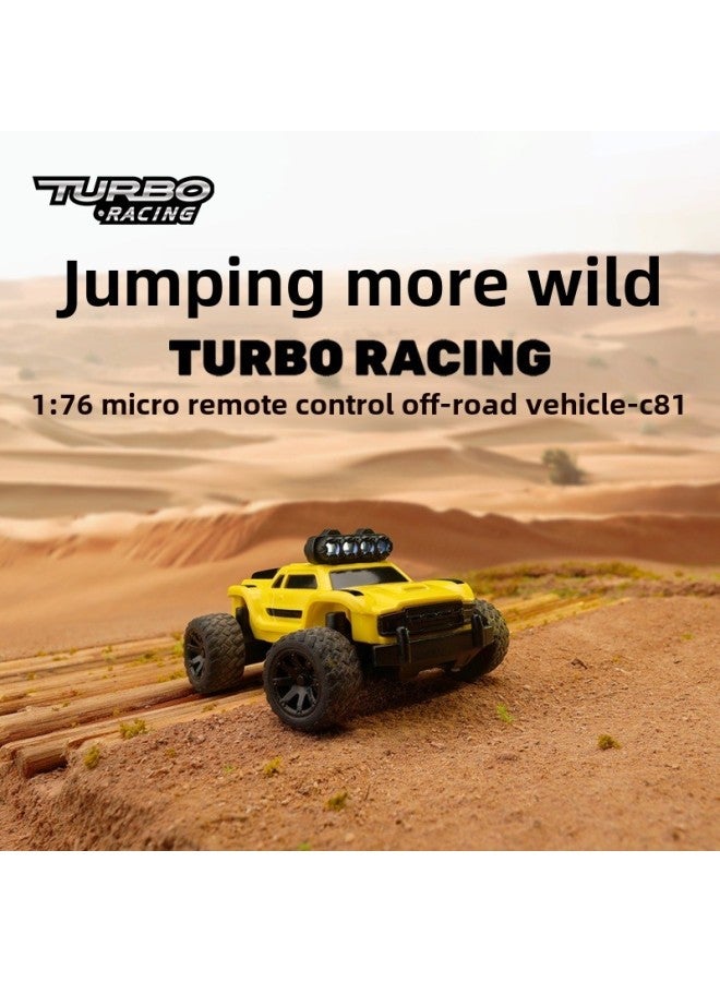 TURBO RACING 1:76 C81 Remote Control Bigfoot Suit Full Scale RC Charging Remote Control Off-Road Vehicle C81-Color:English Version C81 Black And Orange Bicycle Set Including Jumping Platform-Scale:1:76  - Image 2