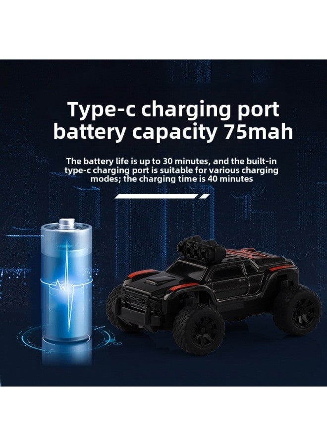 TURBO RACING 1:76 C81 Remote Control Bigfoot Suit Full Scale RC Charging Remote Control Off-Road Vehicle C81-Color:English Version C81 Black And Orange Bicycle Set Including Jumping Platform-Scale:1:76  - Image 4