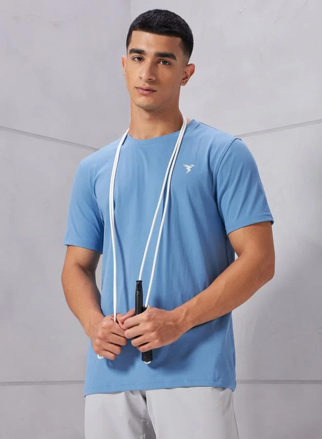 Technosport Technosport Solid 4-Way Stretch Crew Neck T-Shirt