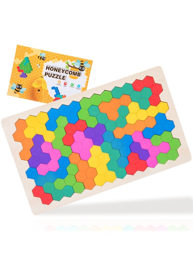 Creative Wooden Puzzle Brain Teaser,120 levels of puzzle games, Intelligence Colorful 3D Jigsaw Game,Stem Montessori Educational Gift for Ages 3-8 Kids and Adults,(Honeycomb shape)  - Image 5