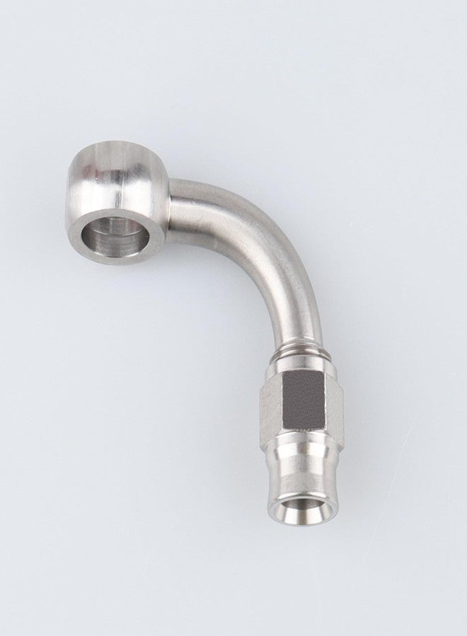 AC PERFORMANCE Stainless Steel Brake Fitting 90 Degree Banjo Eye Hole Diameter 10.2mm to -3 AN PTFE Hose End for Braided Brake Hose With Olive - Image 1