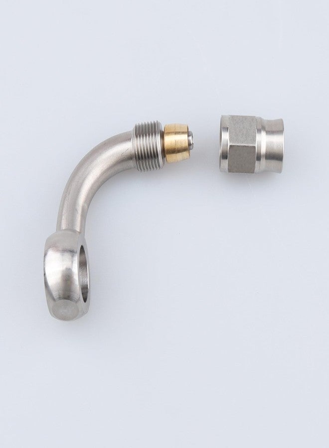 AC PERFORMANCE Stainless Steel Brake Fitting 90 Degree Banjo Eye Hole Diameter 10.2mm to -3 AN PTFE Hose End for Braided Brake Hose With Olive - Image 3