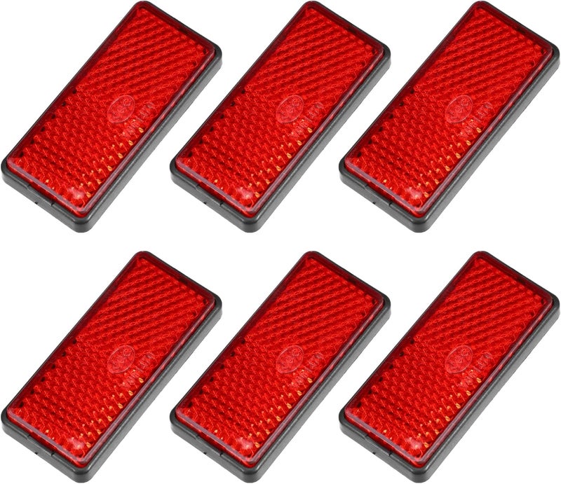 X AUTOHAUX 6 Pcs Rectangular Stick-on Safety Spoke Reflective Self Adhesive Reflector for Gate Posts Cars Trailer Motorcycle Trucks Boat Bicycle Bike Red - Image 1