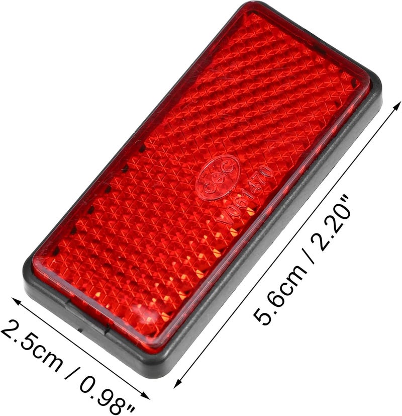 X AUTOHAUX 6 Pcs Rectangular Stick-on Safety Spoke Reflective Self Adhesive Reflector for Gate Posts Cars Trailer Motorcycle Trucks Boat Bicycle Bike Red - Image 4