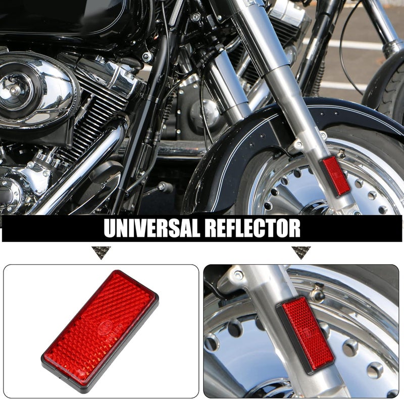 X AUTOHAUX 6 Pcs Rectangular Stick-on Safety Spoke Reflective Self Adhesive Reflector for Gate Posts Cars Trailer Motorcycle Trucks Boat Bicycle Bike Red - Image 2