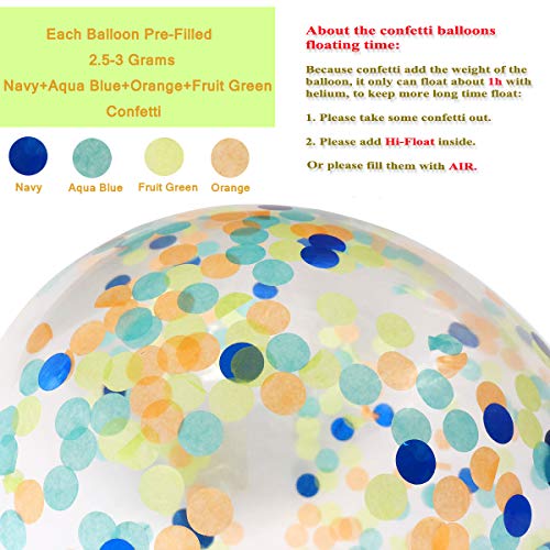 Haptda Dinosaur Balloons 40 Pack, 12 Inch Orange Light Blue Fruit Green Latex Balloons with Confetti Balloon for Baby Shower Dino Jungle Jurassic Birthday Party Decorations Supplies with Ribbon - Image 4