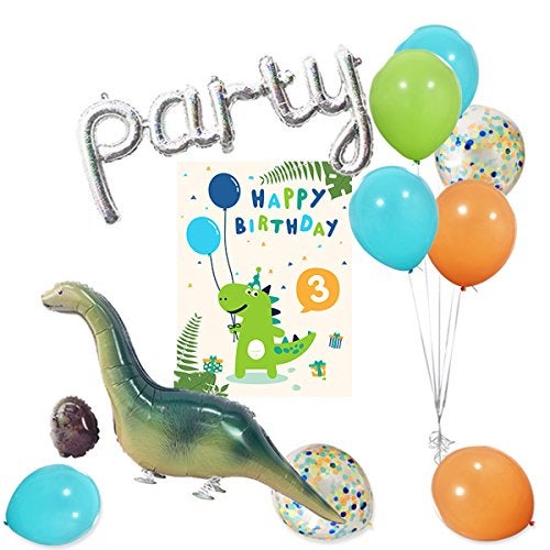 Haptda Dinosaur Balloons 40 Pack, 12 Inch Orange Light Blue Fruit Green Latex Balloons with Confetti Balloon for Baby Shower Dino Jungle Jurassic Birthday Party Decorations Supplies with Ribbon - Image 2