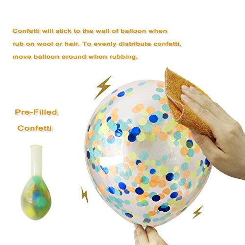 Haptda Dinosaur Balloons 40 Pack, 12 Inch Orange Light Blue Fruit Green Latex Balloons with Confetti Balloon for Baby Shower Dino Jungle Jurassic Birthday Party Decorations Supplies with Ribbon - Image 5