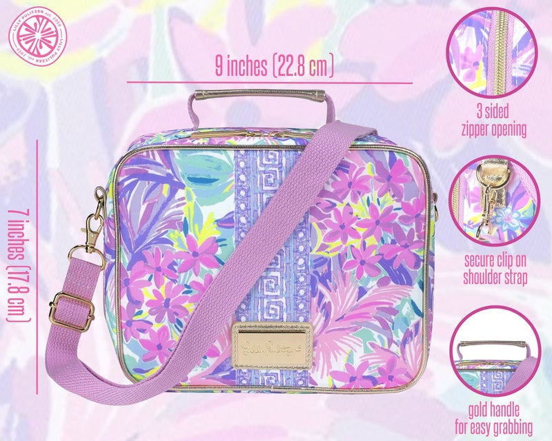 Lilly Pulitzer Insulated Lunch Box for Women, Cute Lunch Cooler Bag with Adjustable/Removable Shoulder Strap, It Was All A Dream - Image 4