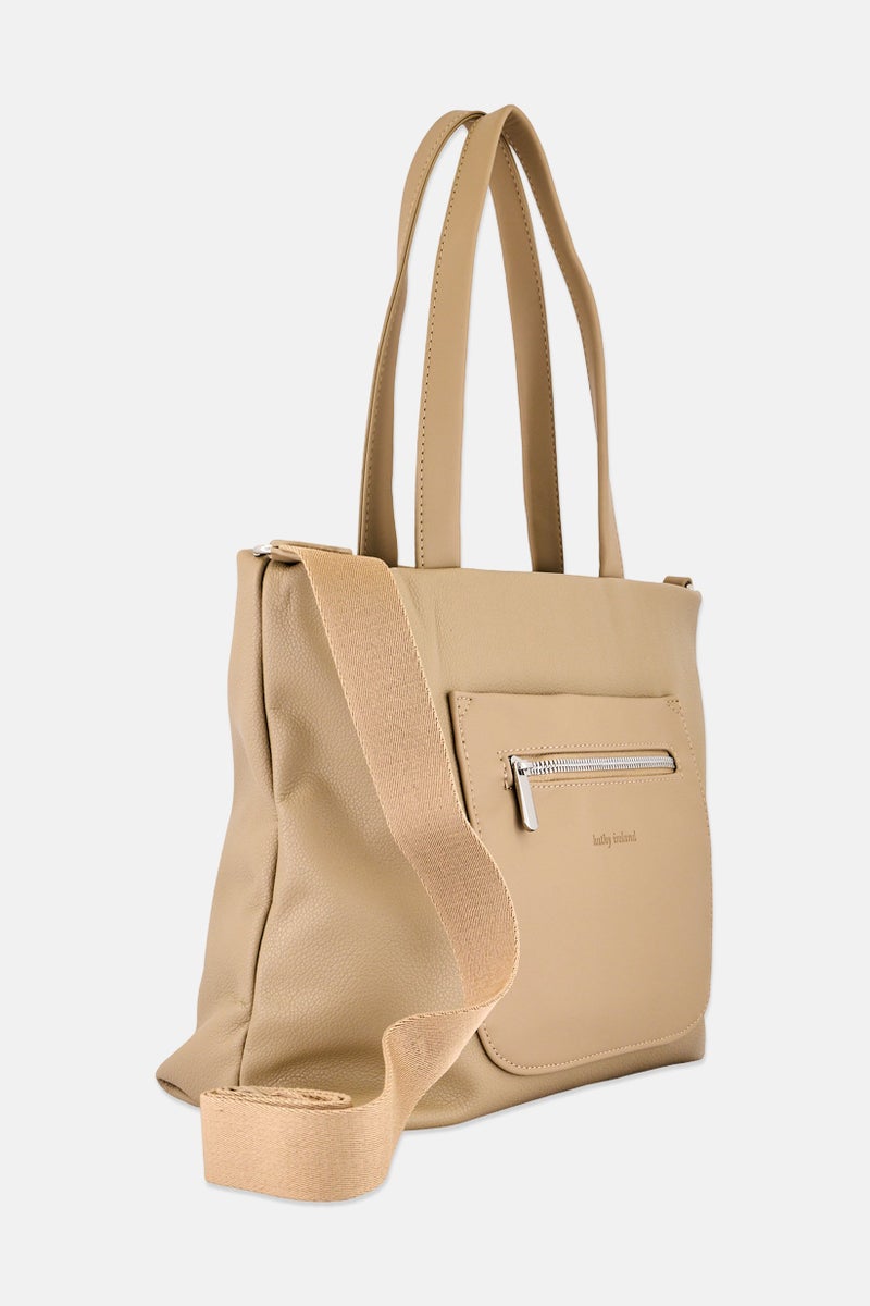 Kathy Ireland Women Brand Logo Handbag, Taupe - Image 2