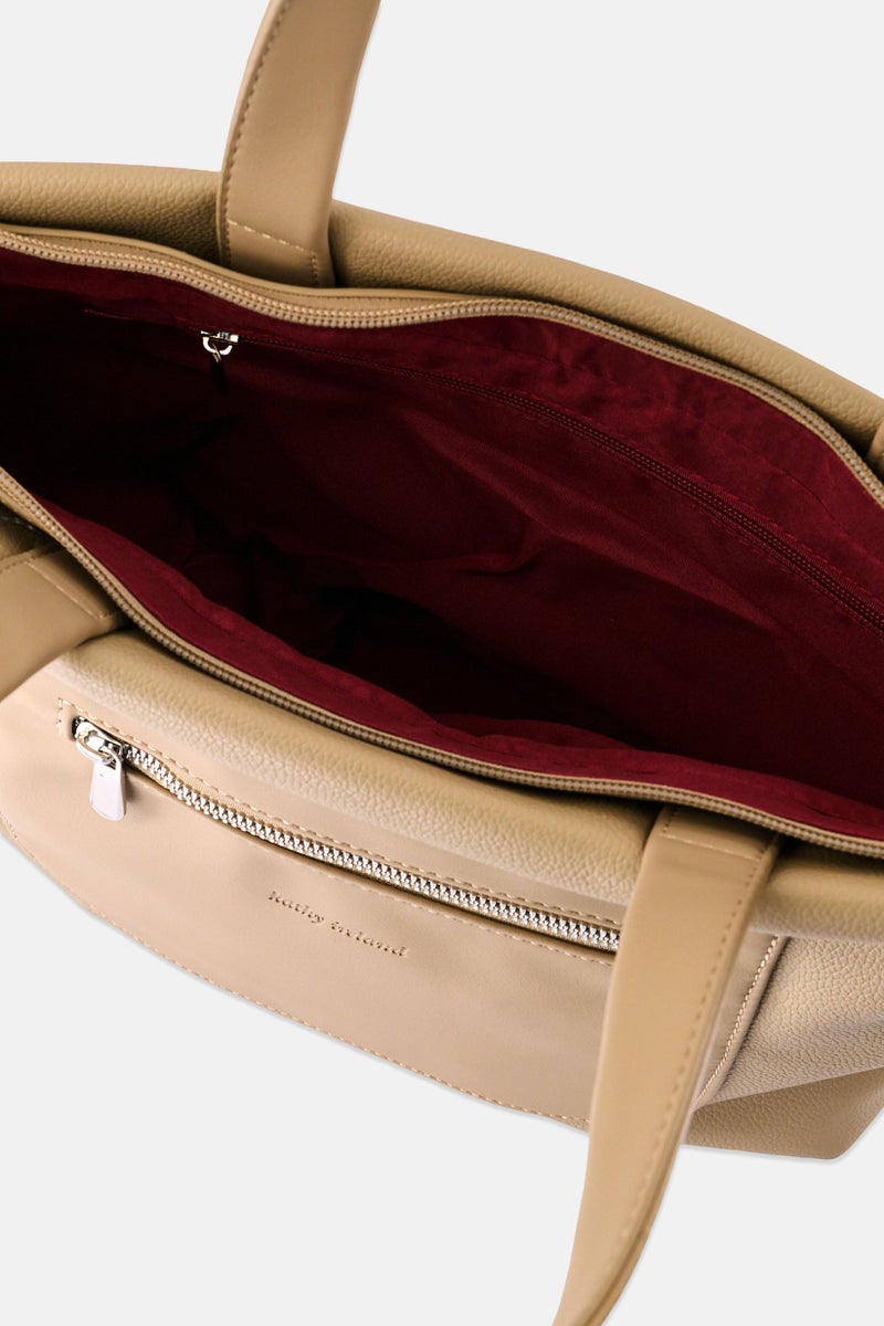 Kathy Ireland Women Brand Logo Handbag, Taupe - Image 4