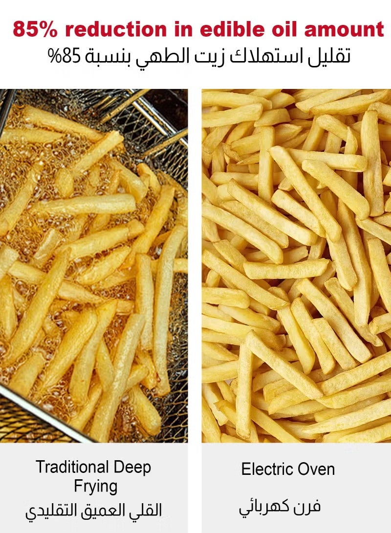 Bolivia's Multifunction electric convection oven, stainless steel, adjustable temperature, large viewing window, accessories included 22L 1000W Black - Image 2