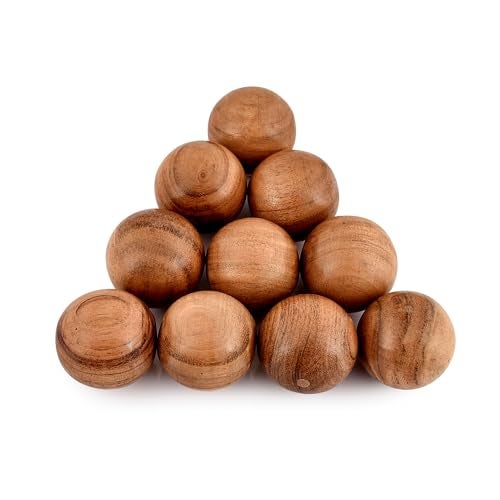 BHAVATU Acacia Wood Decorative Ball Set of 10 for Centerpiece or Individual Use Ideal for Use in Tray Bowl or Basket Décor (2" x 2" x 2") - Image 1