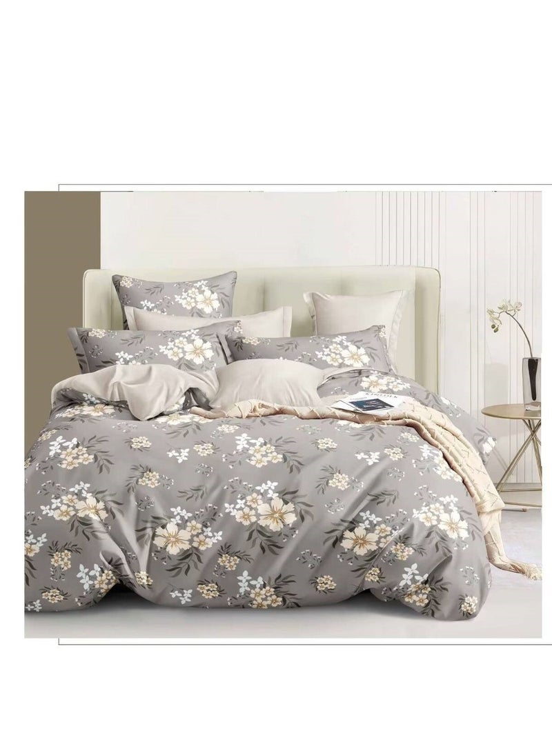 6Pcs Bedding Set Solid Color Luxury Bedding Duvet Cover Set King Size Bed Set