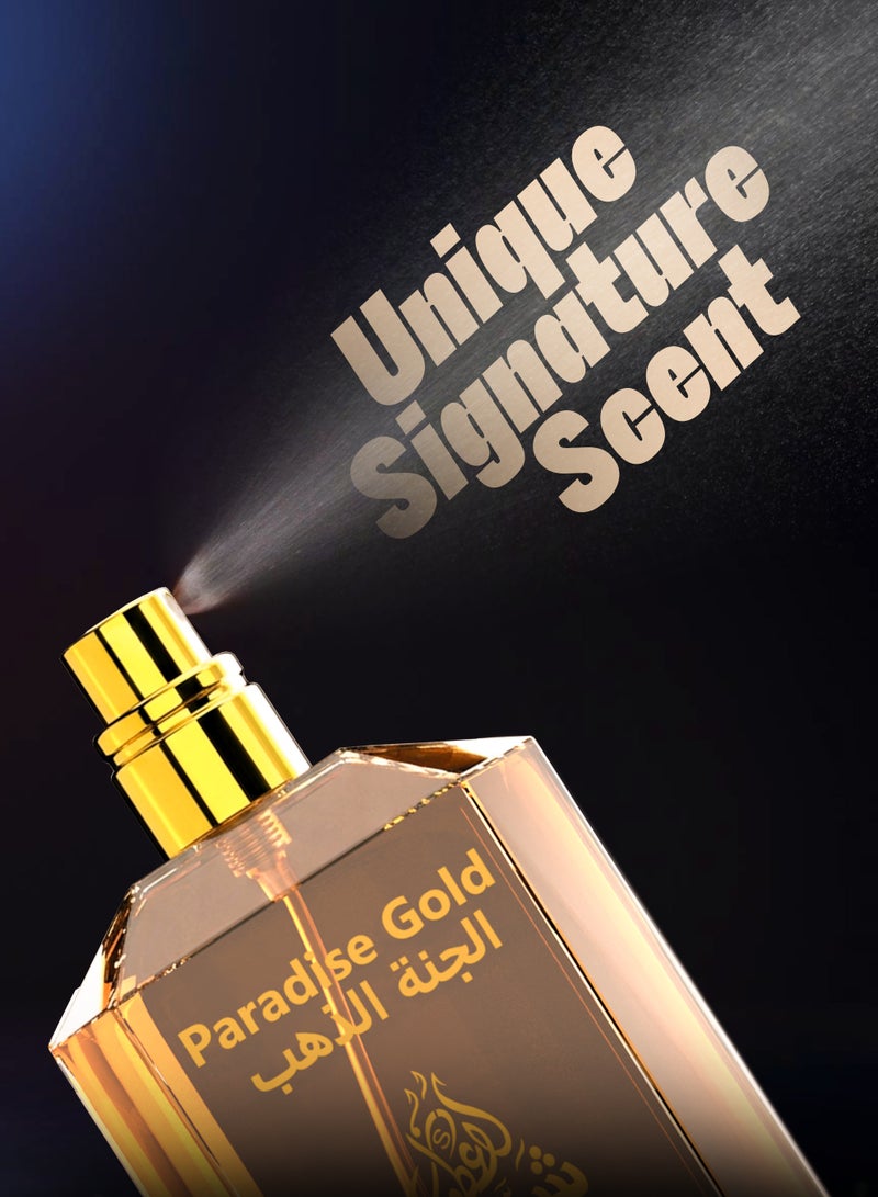 عطور شاما عطر شما بارادايس جولد ١٠٠ مل، عطر رجالي فاخر يدوم طويلاً برائحة العنبر والخشب، يتميز بفوحان قوي ونفحات قوية من العود والجلد والمسك. عطر فاخر مناسب للاستخدام اليومي والمسائي، برائحة رجولية جريئة. أفضل عطر للرجال. - Image 4