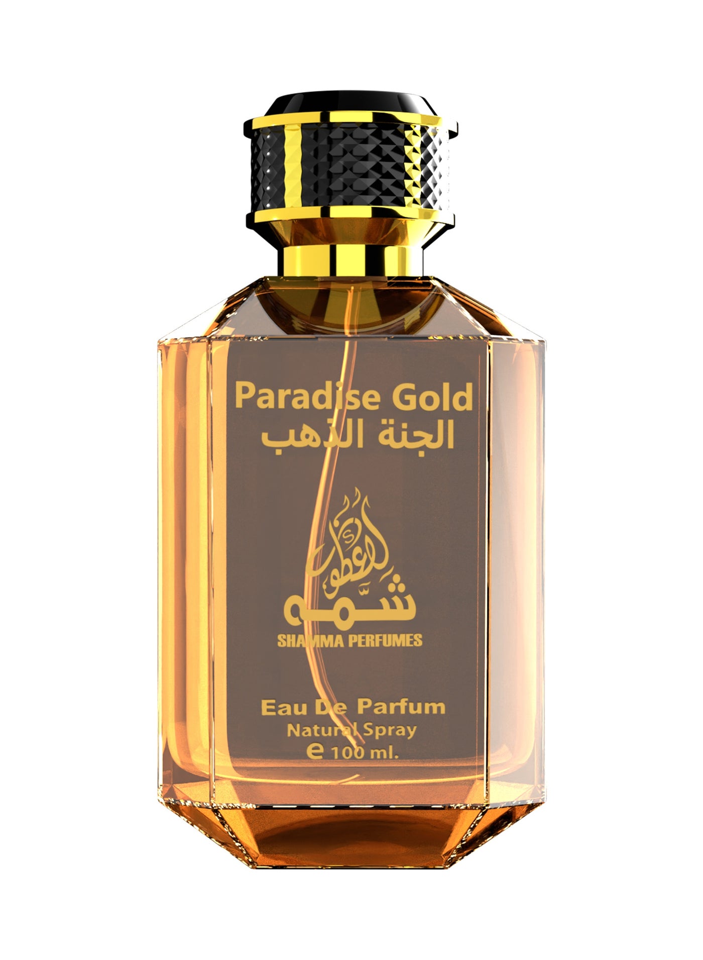 Shamma Perfumes Paradise Gold 100ml Long Lasting Ambery Woody Perfume for Men Strong Projection Oud Leather Musk Fragrance Premium Luxury Perfume for Men Daily and Night Wear Bold Masculine Scent Best Perfume for Men