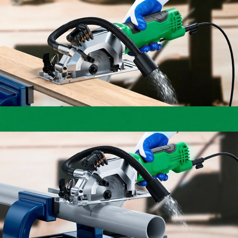 4-1/2 Inch Mini Circular Saw: 580W 3700RPM Copper Motor, 0°-45° Bevel Cutting, Precise Guide Fence - Variable Depth Adjustment, Ergonomic Safe Grip for Home Woodworking & PVC Cutting - Image 4
