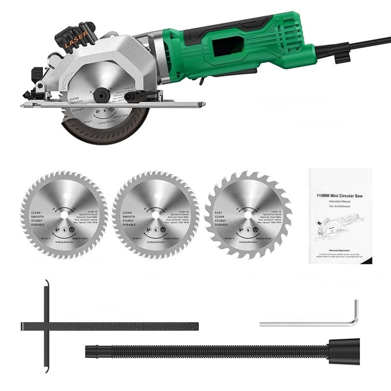 4-1/2 Inch Mini Circular Saw: 580W 3700RPM Copper Motor, 0°-45° Bevel Cutting, Precise Guide Fence - Variable Depth Adjustment, Ergonomic Safe Grip for Home Woodworking & PVC Cutting - Image 1