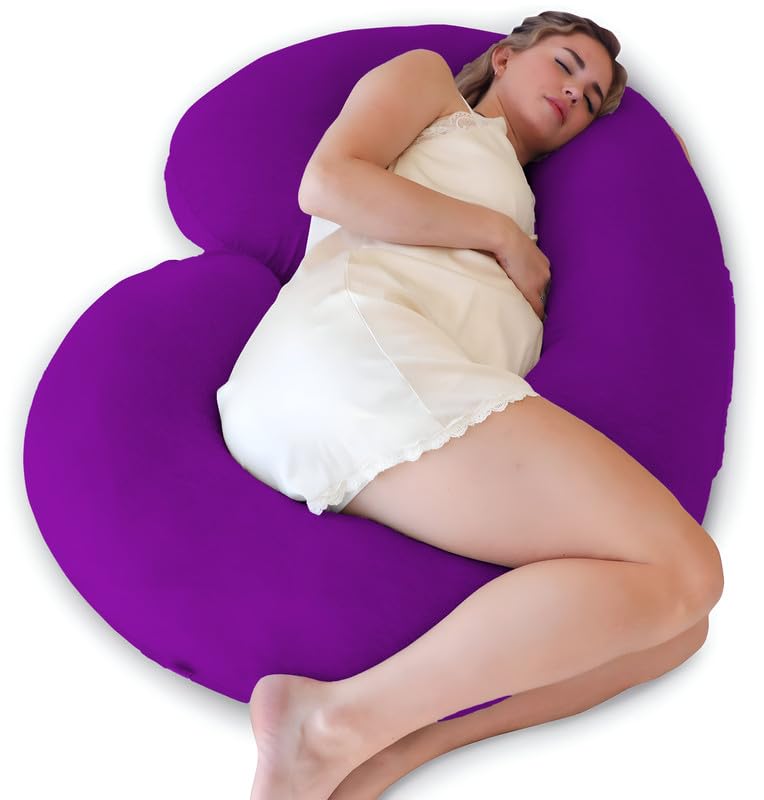 DADDY COOL Full Body C Shape Pregnancy Pillow for Pregnant Women, Maternity Pillow Gift for Pregnancy Sleeping Pillow Pack of 1 Purple - Image 1