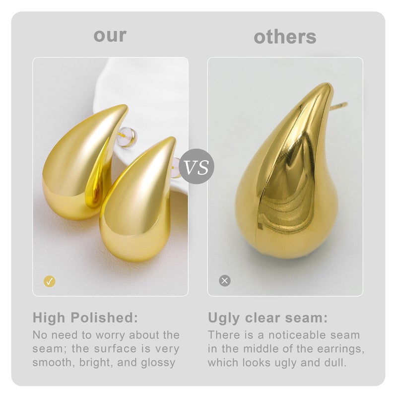 Lcherry Teardrop Earrings Dupes for Women Chunky 18K Gold Plated Waterdrop Earrings Trendy Jewelry Gift for Women - Image 4