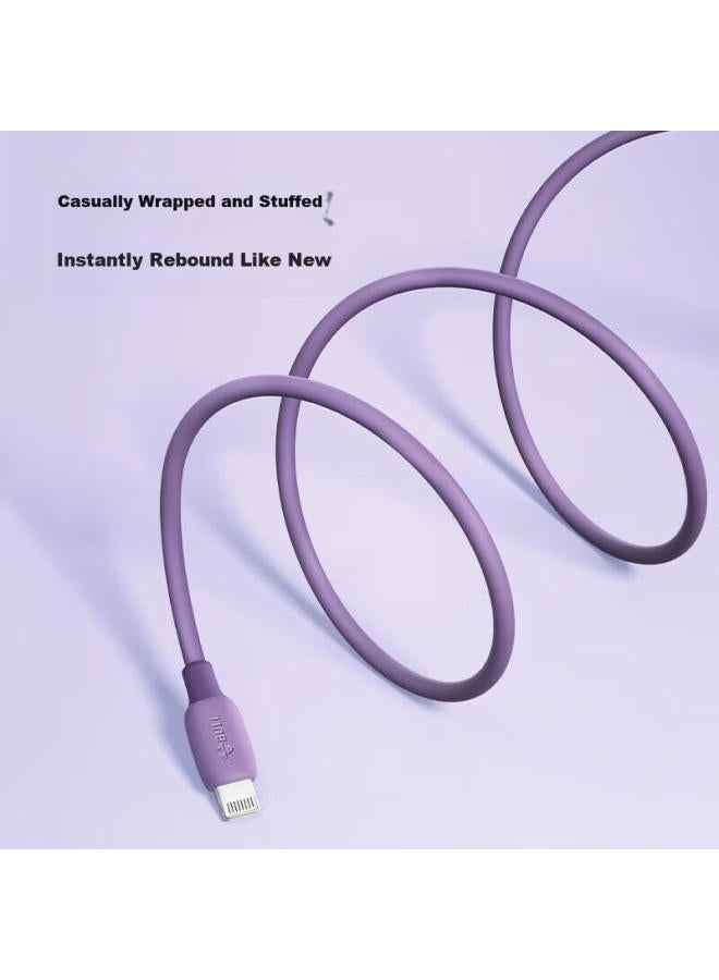 bull Mfi Certified Apple Fast Charging Cable Silicone Skin-friendly Suitable For Iphone 14/13 Mobile Phone Ipad/20w/30w Charger Type-c Apple Data Cable 1m Dark Night Purple - Image 2