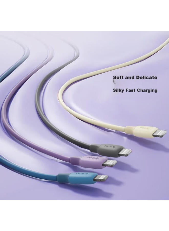 bull Mfi Certified Apple Fast Charging Cable Silicone Skin-friendly Suitable For Iphone 14/13 Mobile Phone Ipad/20w/30w Charger Type-c Apple Data Cable 1m Dark Night Purple - Image 4