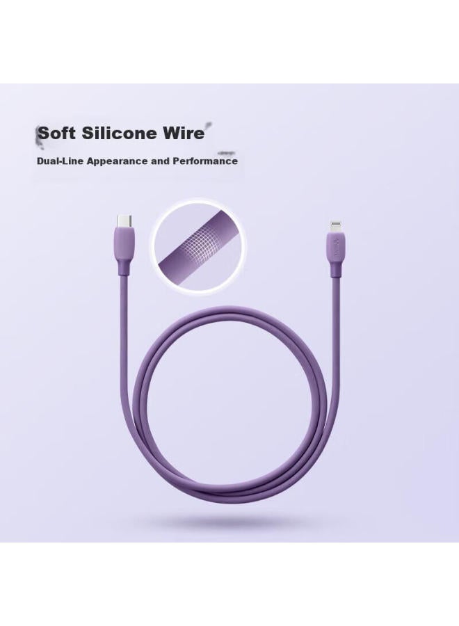 bull Mfi Certified Apple Fast Charging Cable Silicone Skin-friendly Suitable For Iphone 14/13 Mobile Phone Ipad/20w/30w Charger Type-c Apple Data Cable 1m Dark Night Purple - Image 1