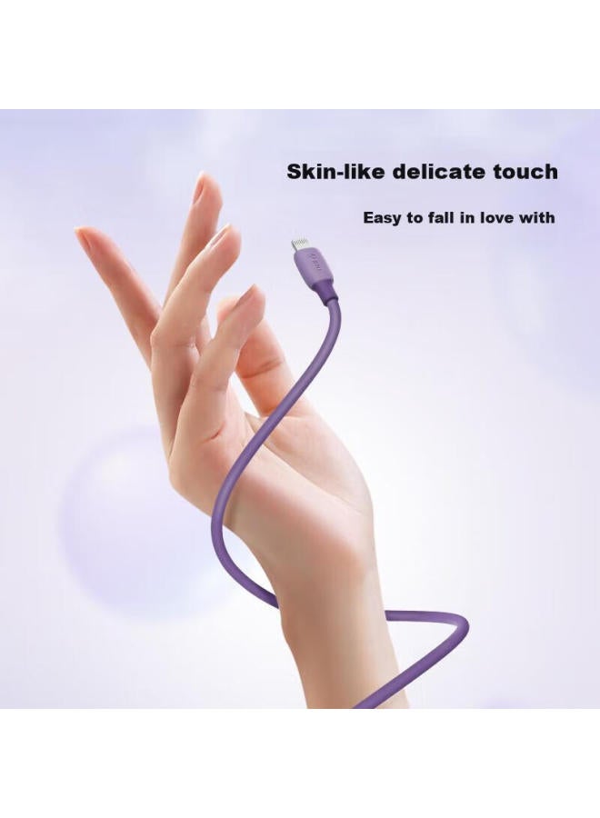 bull Mfi Certified Apple Fast Charging Cable Silicone Skin-friendly Suitable For Iphone 14/13 Mobile Phone Ipad/20w/30w Charger Type-c Apple Data Cable 1m Dark Night Purple - Image 3