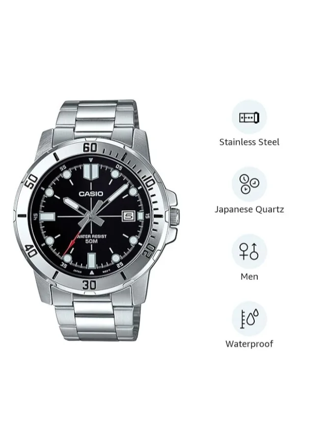 CASIO Men's Stainless Steel Analog Watch MTP-VD01D-1EVUDF - 43 mm