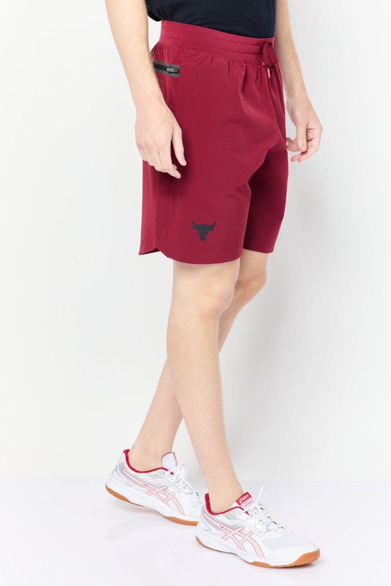 UNDER ARMOUR Men Sportswear Fit Graphic Print Outdoor Shorts, Burgundy - Image 3