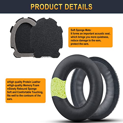 G GVOEARS Replacement Ear Pads for Bose Aviation A20, Earpads Cushions Compatible with Bose Aviation Headset X A10 A20, Durable Leather Slow Rebound Memory Foam (Black) - Image 4