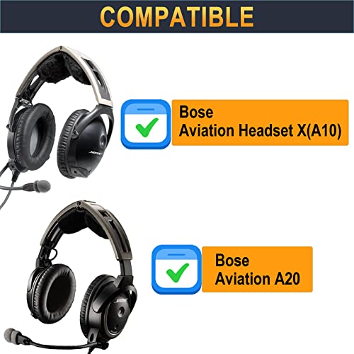 G GVOEARS Replacement Ear Pads for Bose Aviation A20, Earpads Cushions Compatible with Bose Aviation Headset X A10 A20, Durable Leather Slow Rebound Memory Foam (Black) - Image 2