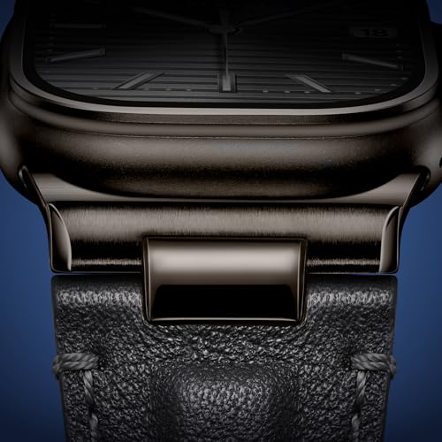 Tlselt Leather Band for Apple Watch Ultra 3/Ultra 2 Bands 49mm 46mm 45mm 44mm, Top Genuine Leather Designer Replacement Strap for iWatch Ultra 3 2 1 SE series 11 10 9 8 7 6 5 4 3 - Image 2