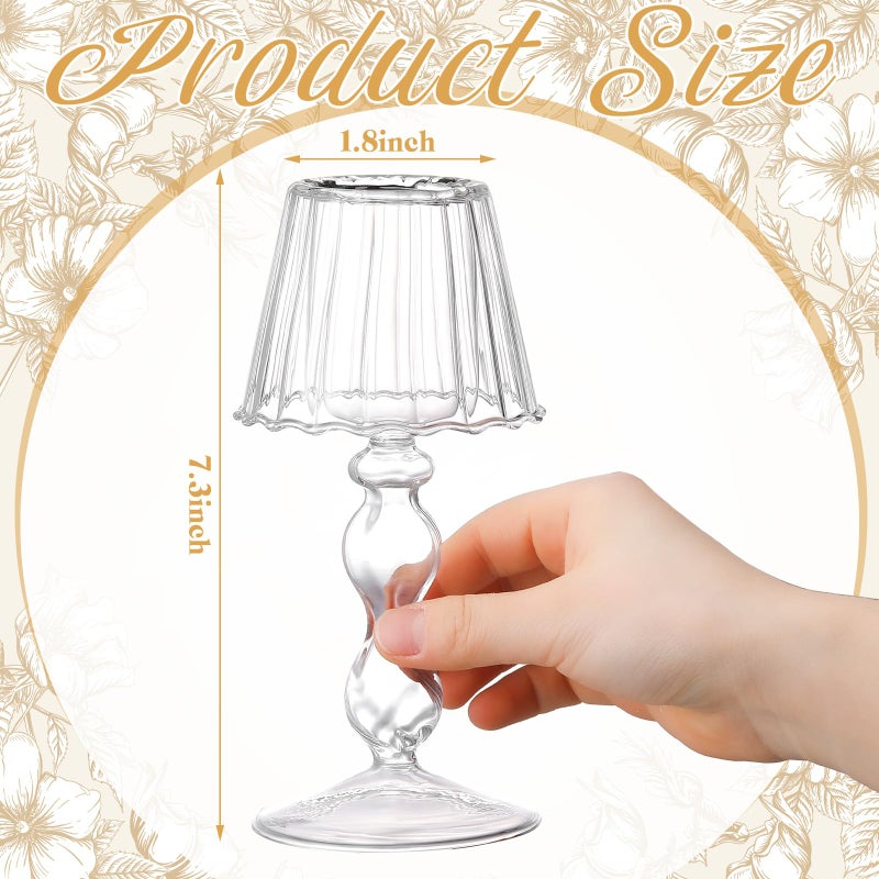 Jingmore 2 Pcs Crystal Candle Holders Lamp Shaped Crystal Tealight Candle Holders Table Centerpiece for Home Wedding Engagement Birthday Party Events Dining Table Decoration(Clear) - Image 2