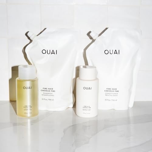 OUAI Fine Shampoo Refill - Volumizing Shampoo with Strengthening Keratin, Biotin & Chia Seed Oil for Fine Hair - Delivers Weightless Body - Paraben, Phthalate & Sulfate Free Hair Care (32 Fl Oz) - Image 5