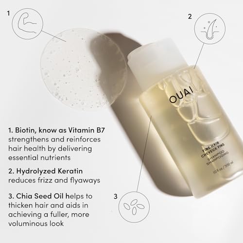 OUAI Fine Shampoo Refill - Volumizing Shampoo with Strengthening Keratin, Biotin & Chia Seed Oil for Fine Hair - Delivers Weightless Body - Paraben, Phthalate & Sulfate Free Hair Care (32 Fl Oz) - Image 3