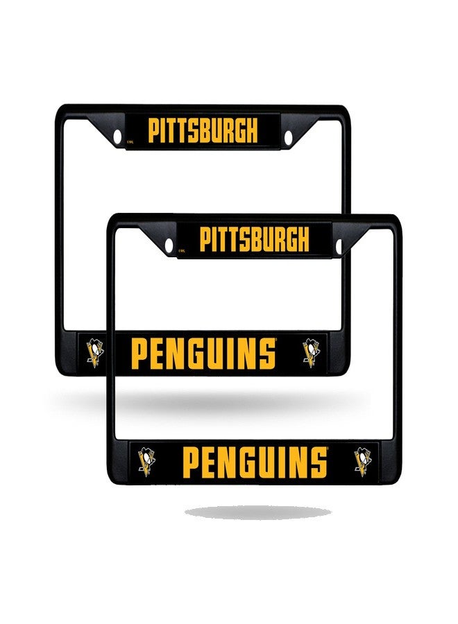 RICO Pittsburgh Penguins NHL Black Metal License Plate Frame - Set of 2 Friends - Image 1